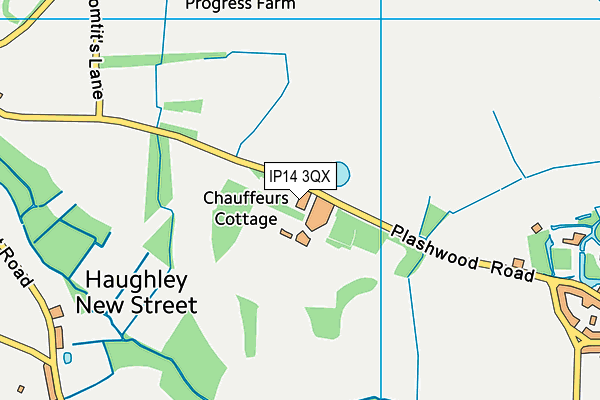 IP14 3QX map - OS VectorMap District (Ordnance Survey)