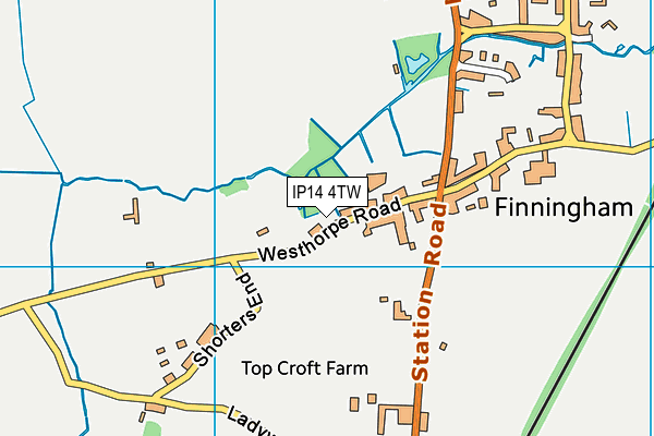IP14 4TW map - OS VectorMap District (Ordnance Survey) IP14 4TW map - OS VectorMap District (Ordnance Survey)