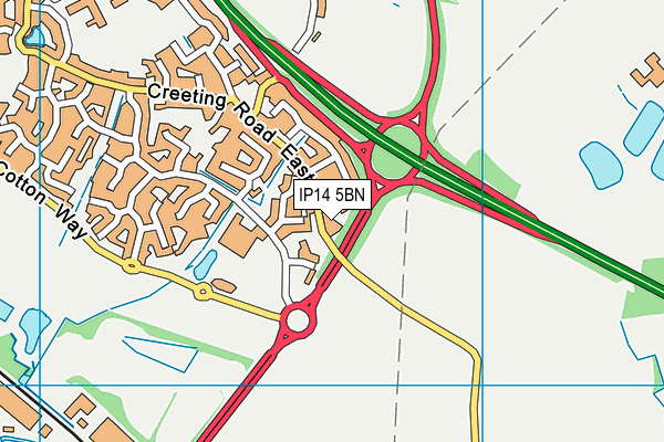 IP14 5BN map - OS VectorMap District (Ordnance Survey) IP14 5BN map - OS VectorMap District (Ordnance Survey)