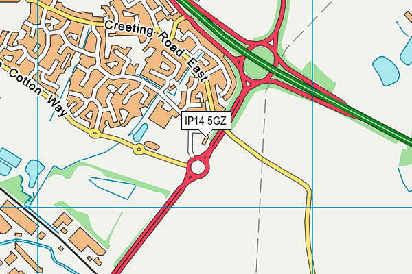IP14 5GZ map - OS VectorMap District (Ordnance Survey) IP14 5GZ map - OS VectorMap District (Ordnance Survey)