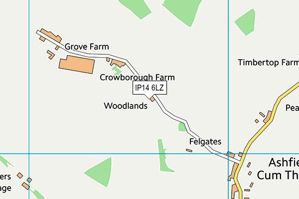 IP14 6LZ map - OS VectorMap District (Ordnance Survey) IP14 6LZ map - OS VectorMap District (Ordnance Survey)