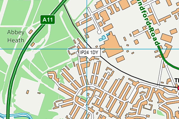 IP24 1DY map - OS VectorMap District (Ordnance Survey) IP24 1DY map - OS VectorMap District (Ordnance Survey)