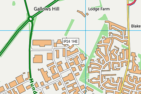 IP24 1HE map - OS VectorMap District (Ordnance Survey) IP24 1HE map - OS VectorMap District (Ordnance Survey)