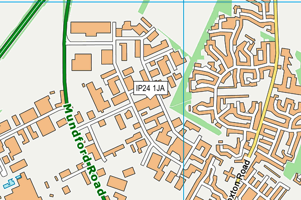IP24 1JA map - OS VectorMap District (Ordnance Survey) IP24 1JA map - OS VectorMap District (Ordnance Survey)