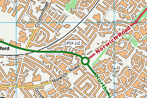 IP24 2JZ map - OS VectorMap District (Ordnance Survey) IP24 2JZ map - OS VectorMap District (Ordnance Survey)