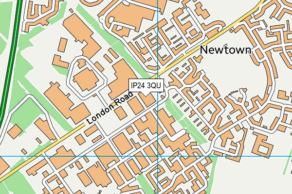 IP24 3QU map - OS VectorMap District (Ordnance Survey) IP24 3QU map - OS VectorMap District (Ordnance Survey)