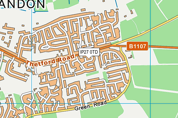 IP27 0TD map - OS VectorMap District (Ordnance Survey) IP27 0TD map - OS VectorMap District (Ordnance Survey)