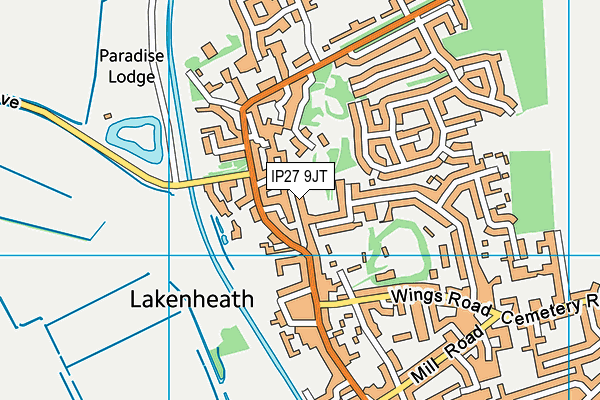 IP27 9JT map - OS VectorMap District (Ordnance Survey) IP27 9JT map - OS VectorMap District (Ordnance Survey)