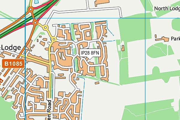 IP28 8FN map - OS VectorMap District (Ordnance Survey) IP28 8FN map - OS VectorMap District (Ordnance Survey)