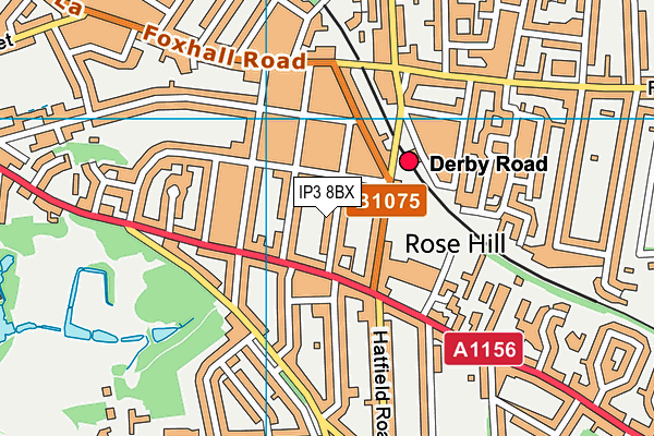 IP3 8BX map - OS VectorMap District (Ordnance Survey) IP3 8BX map - OS VectorMap District (Ordnance Survey)
