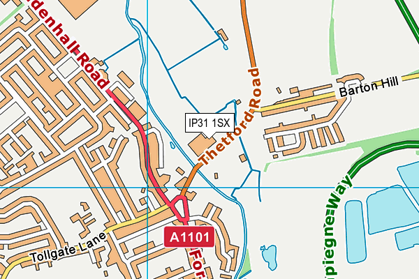 IP31 1SX map - OS VectorMap District (Ordnance Survey) IP31 1SX map - OS VectorMap District (Ordnance Survey)