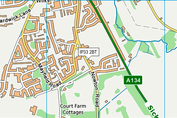 IP33 2BT map - OS VectorMap District (Ordnance Survey) IP33 2BT map - OS VectorMap District (Ordnance Survey)