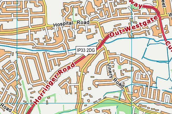 IP33 2DG map - OS VectorMap District (Ordnance Survey) IP33 2DG map - OS VectorMap District (Ordnance Survey)