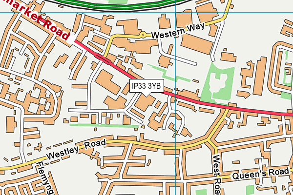 IP33 3YB map - OS VectorMap District (Ordnance Survey) IP33 3YB map - OS VectorMap District (Ordnance Survey)