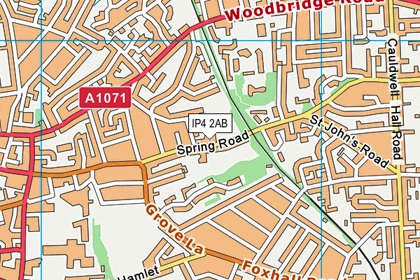 IP4 2AB map - OS VectorMap District (Ordnance Survey) IP4 2AB map - OS VectorMap District (Ordnance Survey)