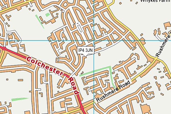 IP4 3JN map - OS VectorMap District (Ordnance Survey) IP4 3JN map - OS VectorMap District (Ordnance Survey)