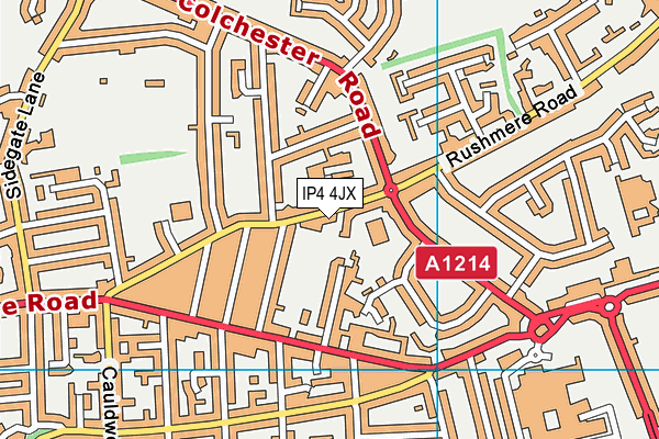 IP4 4JX map - OS VectorMap District (Ordnance Survey) IP4 4JX map - OS VectorMap District (Ordnance Survey)