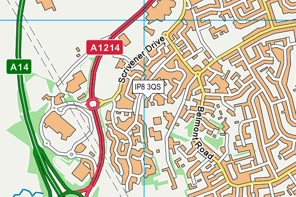 IP8 3QS map - OS VectorMap District (Ordnance Survey) IP8 3QS map - OS VectorMap District (Ordnance Survey)