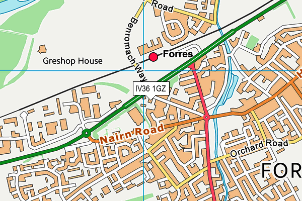 IV36 1GZ map - OS VectorMap District (Ordnance Survey)