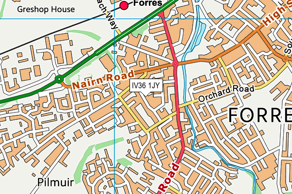 IV36 1JY map - OS VectorMap District (Ordnance Survey)
