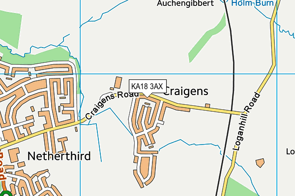 KA18 3AX map - OS VectorMap District (Ordnance Survey) KA18 3AX map - OS VectorMap District (Ordnance Survey)