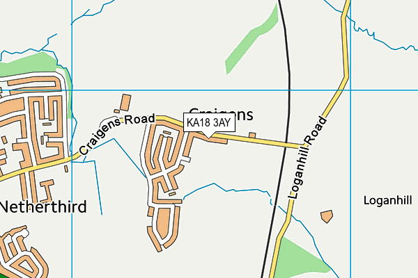 KA18 3AY map - OS VectorMap District (Ordnance Survey) KA18 3AY map - OS VectorMap District (Ordnance Survey)