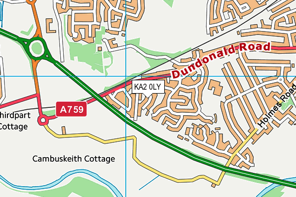 KA2 0LY map - OS VectorMap District (Ordnance Survey) KA2 0LY map - OS VectorMap District (Ordnance Survey)