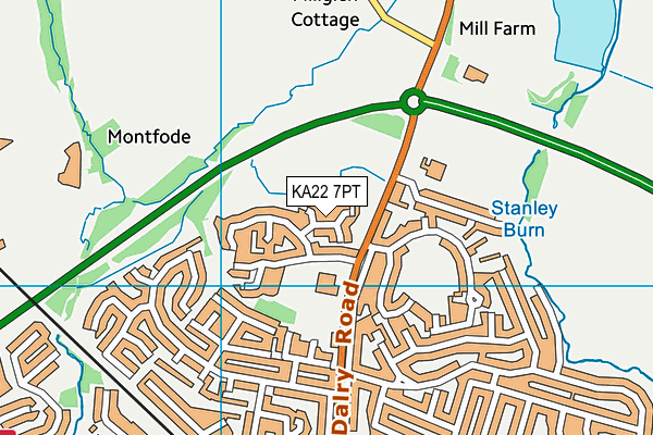 KA22 7PT map - OS VectorMap District (Ordnance Survey)