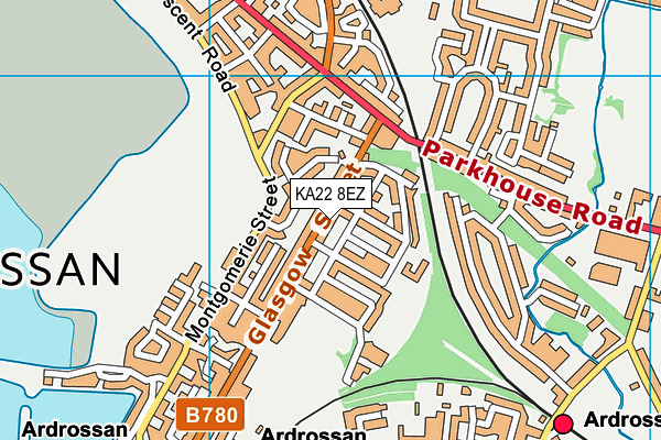 KA22 8EZ map - OS VectorMap District (Ordnance Survey) KA22 8EZ map - OS VectorMap District (Ordnance Survey)