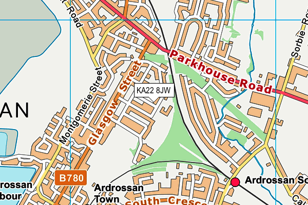 KA22 8JW map - OS VectorMap District (Ordnance Survey) KA22 8JW map - OS VectorMap District (Ordnance Survey)
