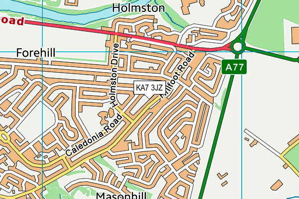 KA7 3JZ map - OS VectorMap District (Ordnance Survey) KA7 3JZ map - OS VectorMap District (Ordnance Survey)