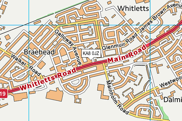 KA8 0JZ map - OS VectorMap District (Ordnance Survey) KA8 0JZ map - OS VectorMap District (Ordnance Survey)