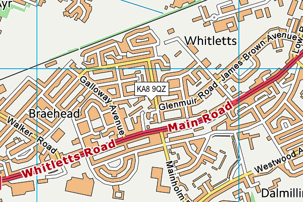 KA8 9QZ map - OS VectorMap District (Ordnance Survey) KA8 9QZ map - OS VectorMap District (Ordnance Survey)