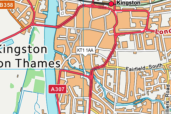 KT1 1AA map - OS VectorMap District (Ordnance Survey) KT1 1AA map - OS VectorMap District (Ordnance Survey)