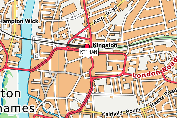 KT1 1AN map - OS VectorMap District (Ordnance Survey) KT1 1AN map - OS VectorMap District (Ordnance Survey)