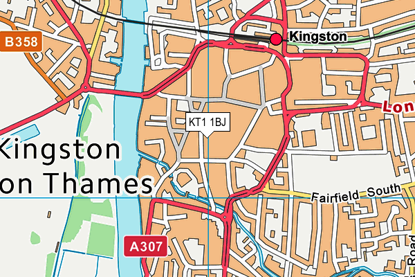 KT1 1BJ map - OS VectorMap District (Ordnance Survey) KT1 1BJ map - OS VectorMap District (Ordnance Survey)