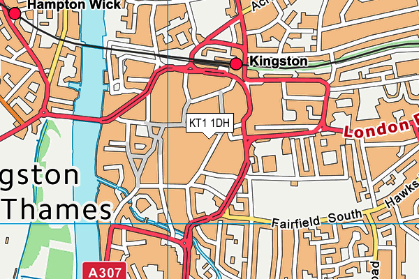 KT1 1DH map - OS VectorMap District (Ordnance Survey) KT1 1DH map - OS VectorMap District (Ordnance Survey)