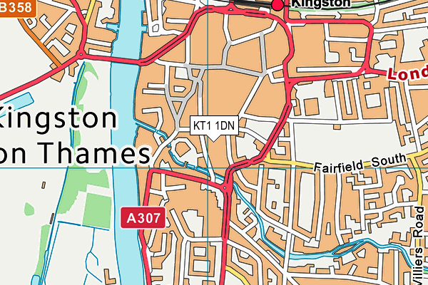 KT1 1DN map - OS VectorMap District (Ordnance Survey) KT1 1DN map - OS VectorMap District (Ordnance Survey)