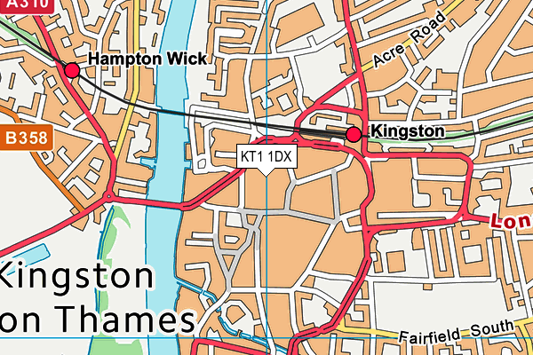 KT1 1DX map - OS VectorMap District (Ordnance Survey) KT1 1DX map - OS VectorMap District (Ordnance Survey)