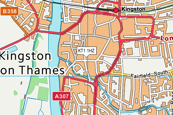 KT1 1HZ map - OS VectorMap District (Ordnance Survey) KT1 1HZ map - OS VectorMap District (Ordnance Survey)