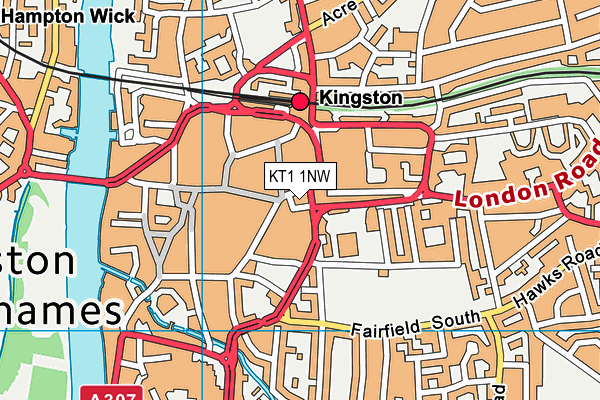 KT1 1NW map - OS VectorMap District (Ordnance Survey) KT1 1NW map - OS VectorMap District (Ordnance Survey)