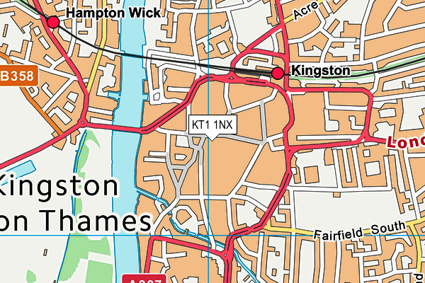 KT1 1NX map - OS VectorMap District (Ordnance Survey) KT1 1NX map - OS VectorMap District (Ordnance Survey)