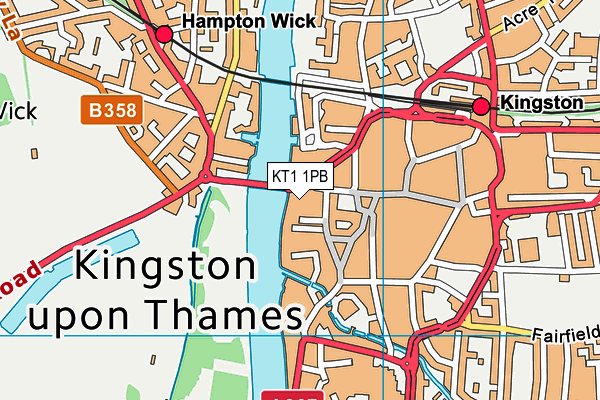 KT1 1PB map - OS VectorMap District (Ordnance Survey) KT1 1PB map - OS VectorMap District (Ordnance Survey)