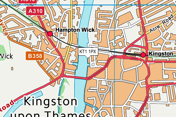 KT1 1PX map - OS VectorMap District (Ordnance Survey) KT1 1PX map - OS VectorMap District (Ordnance Survey)
