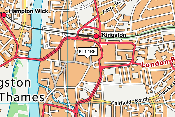 KT1 1RE map - OS VectorMap District (Ordnance Survey) KT1 1RE map - OS VectorMap District (Ordnance Survey)