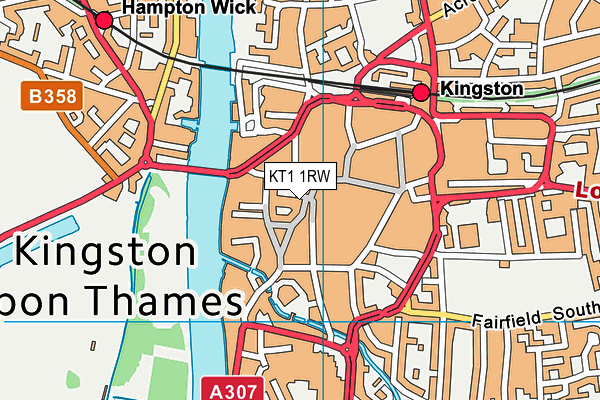 KT1 1RW map - OS VectorMap District (Ordnance Survey) KT1 1RW map - OS VectorMap District (Ordnance Survey)