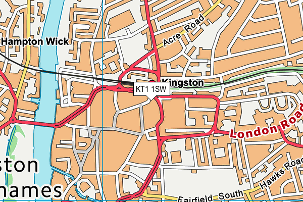 KT1 1SW map - OS VectorMap District (Ordnance Survey) KT1 1SW map - OS VectorMap District (Ordnance Survey)