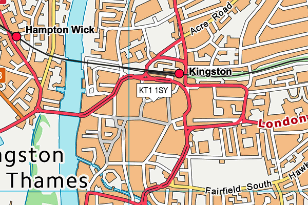 KT1 1SY map - OS VectorMap District (Ordnance Survey) KT1 1SY map - OS VectorMap District (Ordnance Survey)