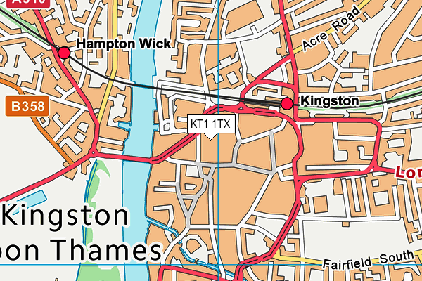 KT1 1TX map - OS VectorMap District (Ordnance Survey) KT1 1TX map - OS VectorMap District (Ordnance Survey)