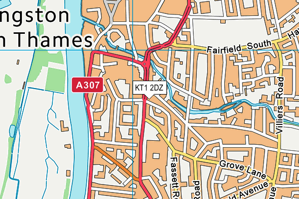 KT1 2DZ map - OS VectorMap District (Ordnance Survey) KT1 2DZ map - OS VectorMap District (Ordnance Survey)